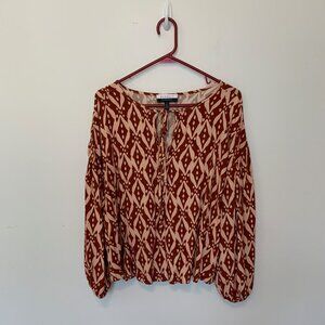 🐱 5 for $10.  NWT ELOQUII ELEMENTS BROWN & TAN SCOOP NECK TOP WITH TIE AT NECK